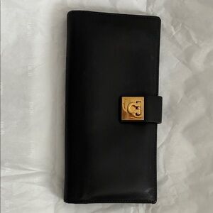 Black Leather Wallet with Gold Accent